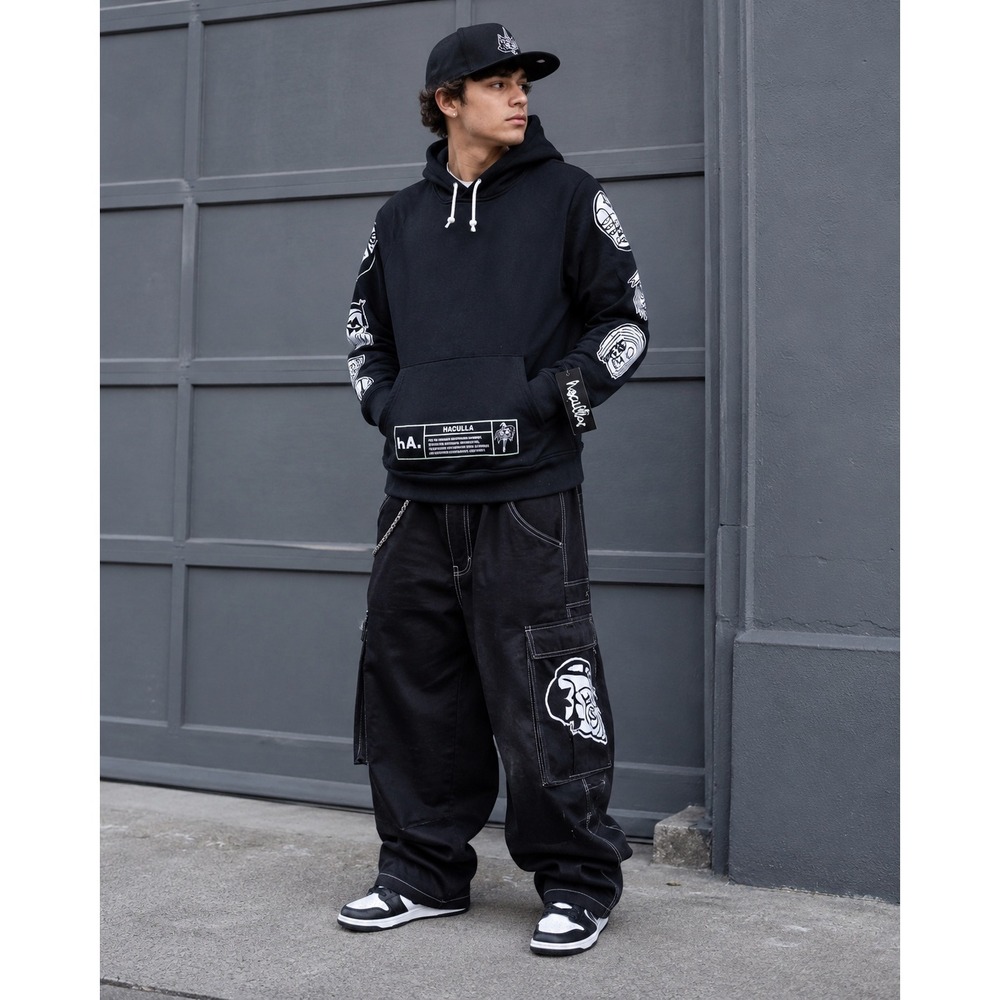 Haculla Hoodie Mens Size XL Black New With Tags Graphic‎ Streetwear Pullover